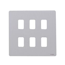 Schneider Electric Ultimate - flate plate Grid system - 6 gangs - stainless steel - GUGS06G-SS